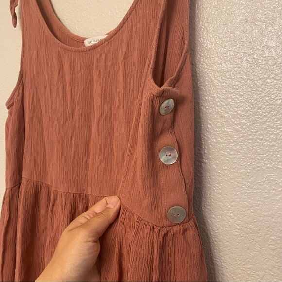 Soul Cake mauve Pink Sand tie strap long tunic dress top button lagenlook boho L - Picture 9 of 10